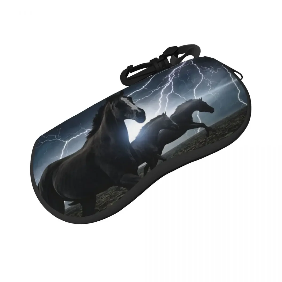 Glasses Bag Protective Case Running Black Horses Bright Lightning In Stormy Sky Portable Sunglasses Box Reading Eyeglasses Box