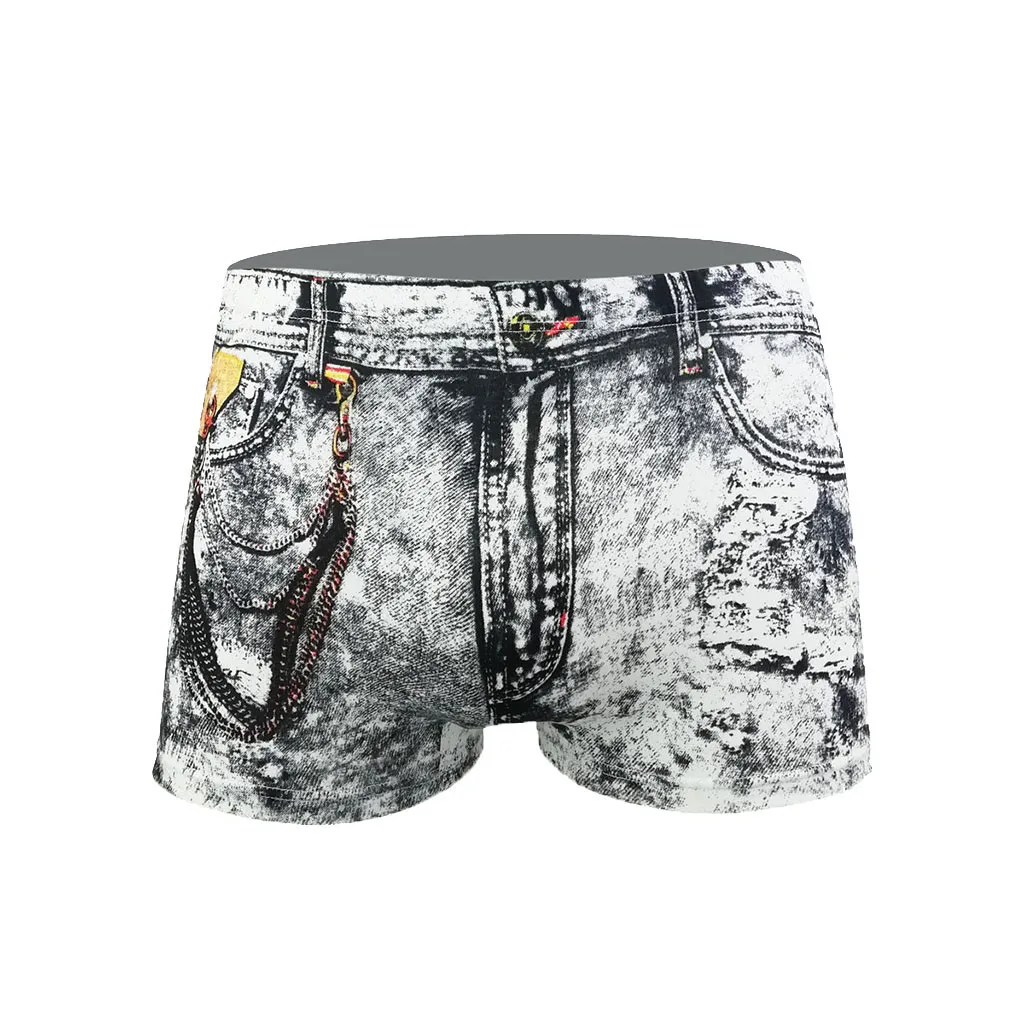 Sexy Underwear For Men Boxers Sexy Denim Printed Pocket Boxer Shorts Pants Underpants Boxer And Underpants Fick-mich Unterwäsche