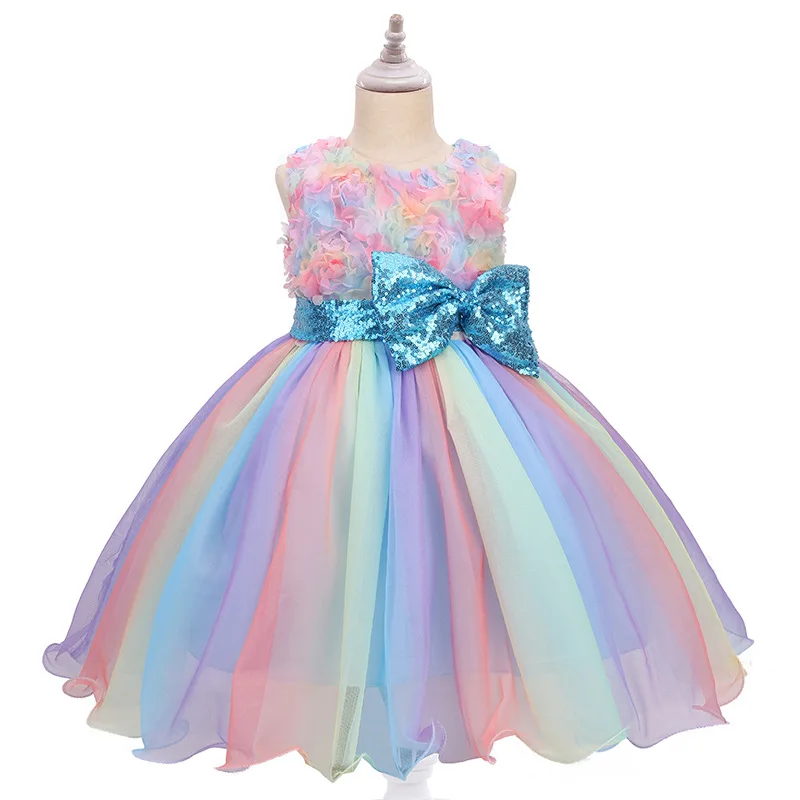 Baby Girl Dress 1-10 Year Girls Dress Flower Sleeveless Princess Dress Dress Sequin Bow Mesh Tutu Dress Birthday Party Dress