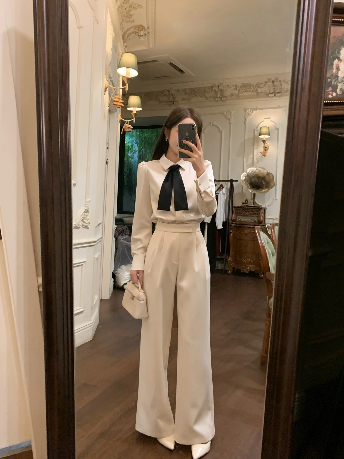 

Брюки женские повседневные с высокой талией, широкими штанинами, прямого кроя, в французском стиле, простой дизайн, коллекция Весна 2026