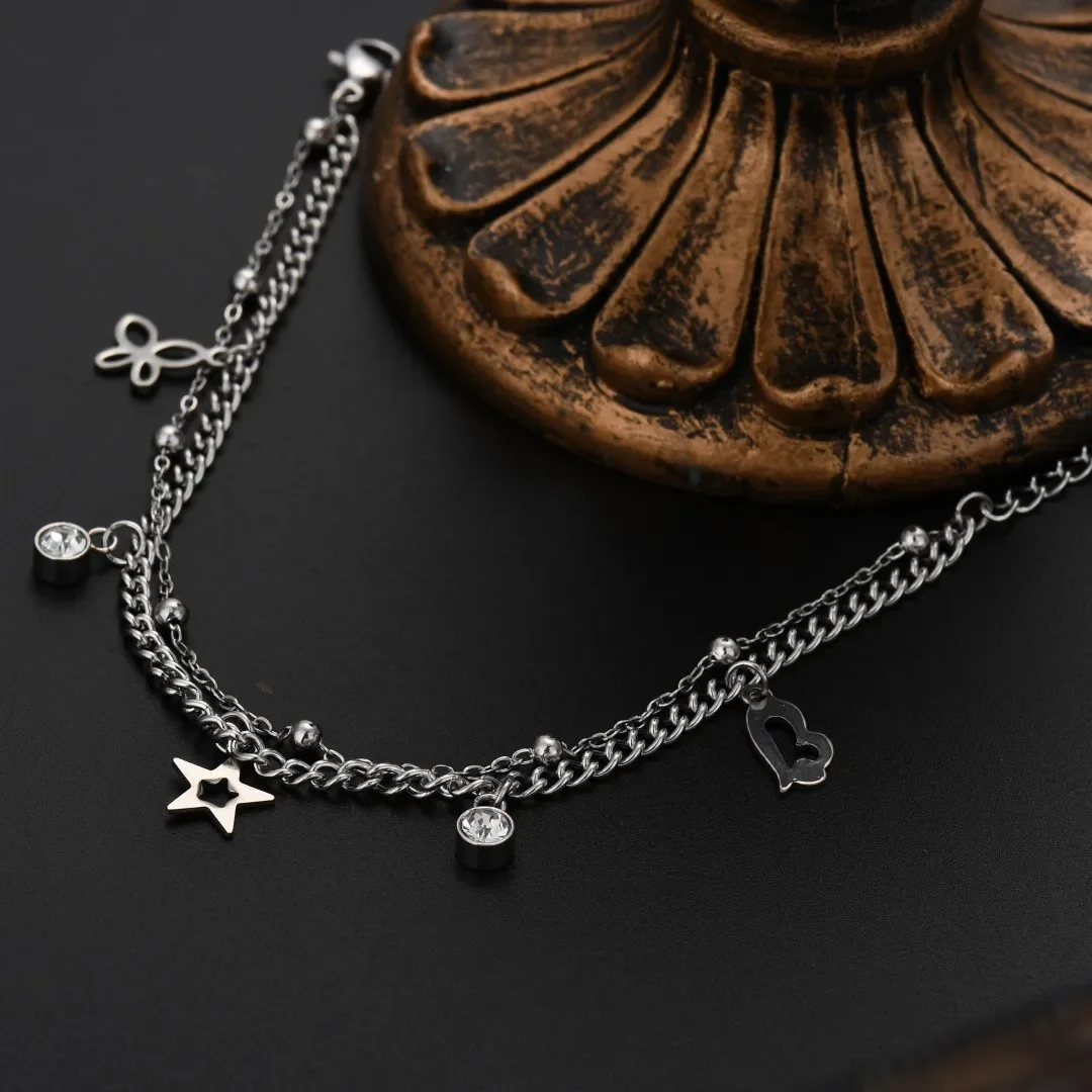

New Original 18K Gold S925 Sterling Silver Butterfly Heart Star pendant Bracelets for Women Jewelry Wedding Party Gifts 18+5cm
