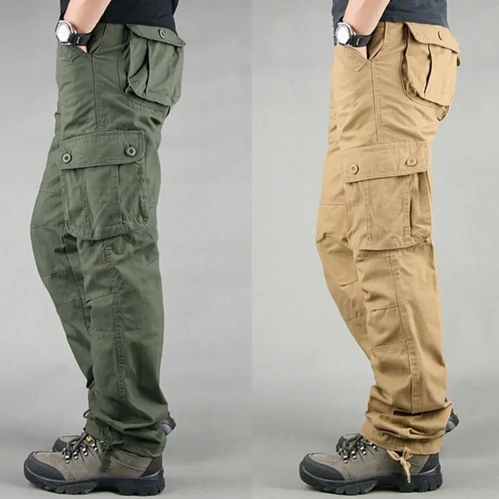 

Large Pocket Loose Overalls Men Outdoor Sports Jogging Military Tactical Pants Pure Cotton Casual Cargo Pant Sweatpants Trousers