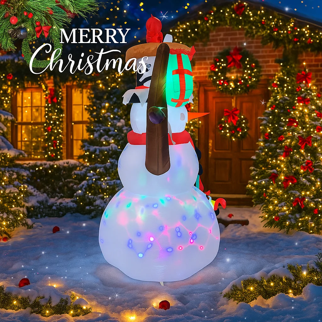1.8M/6FT Snowman Penguin Christmas Decor Home Inflatable Toys with LED Lights Yard Xmas Ornaments Party DIY Decorations
