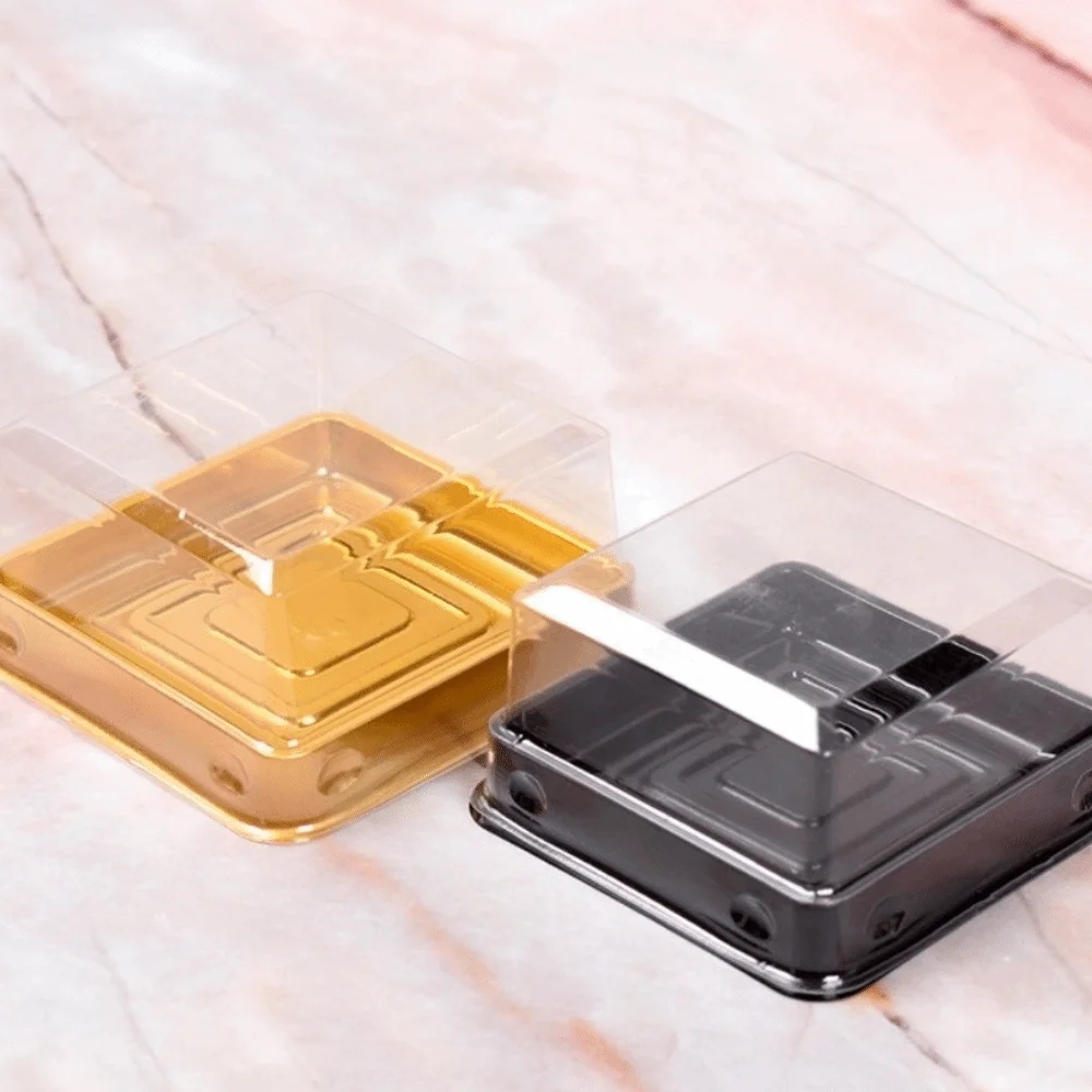 

50pcs Household 50/80//100g Moon Cake Boxes Transparent Square Shape Muffin Container Box Plastic Cupcake Boxes Birthday Gifts