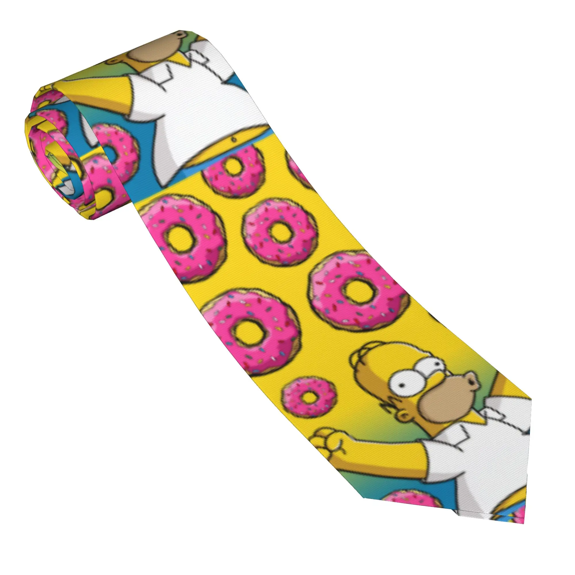 Cravate élégante « Funny S-Simpsons Donut Obsession » pour adultes, idéale pour les affaires, cravate de qualité supérieure, accessoires de cravate au design original