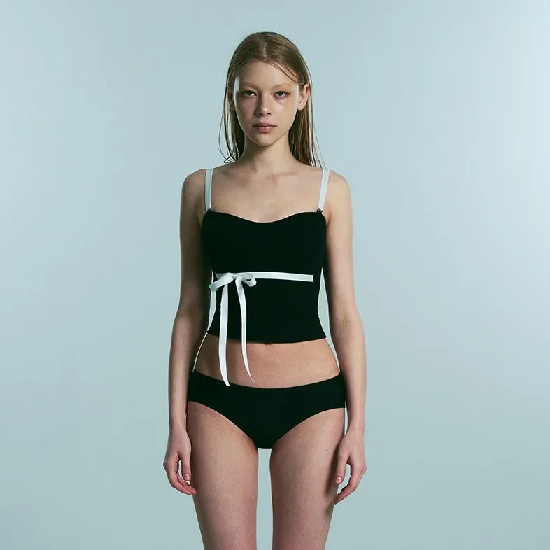 

French Style Butterfly Knot One Piece Swimsuit Women Sexy Pure Desire Vacation Simple Beach AE Stock Brand Bikini Set