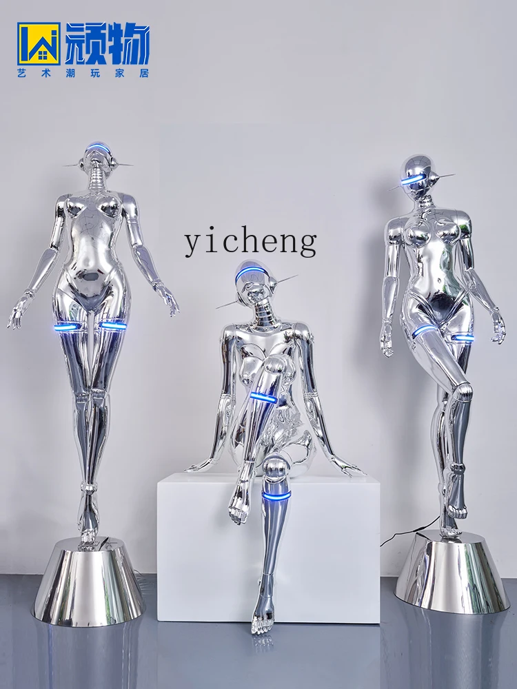 Tqh Future Mechanical Goddess Sculpture Art Figure Model Large Floor Decoration