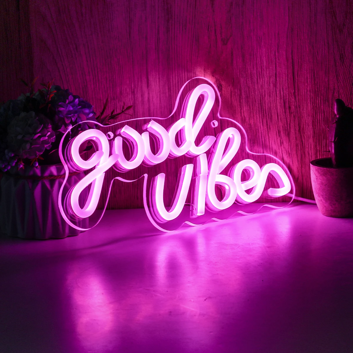 Chi-buy LED Neon Good vibes USB Powered Neon Signs Night Light 3D Wall Art & Game Room Bedroom Living Room Decor Lamp Signs