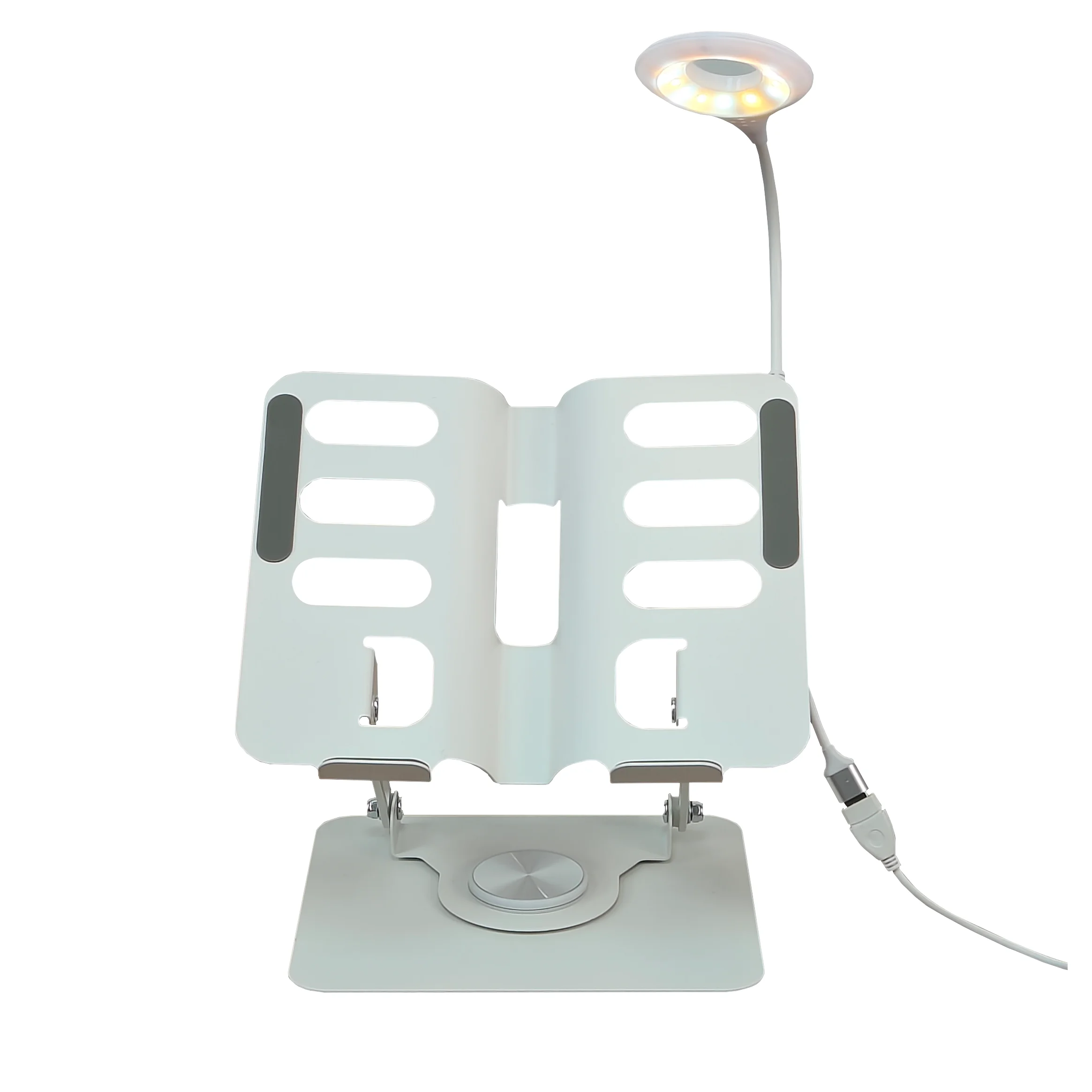 

2025 New Arrival Portable Adjustable Reading Stand Foldable Reading Stand with Light and USB Port Laptop Stand for Desk