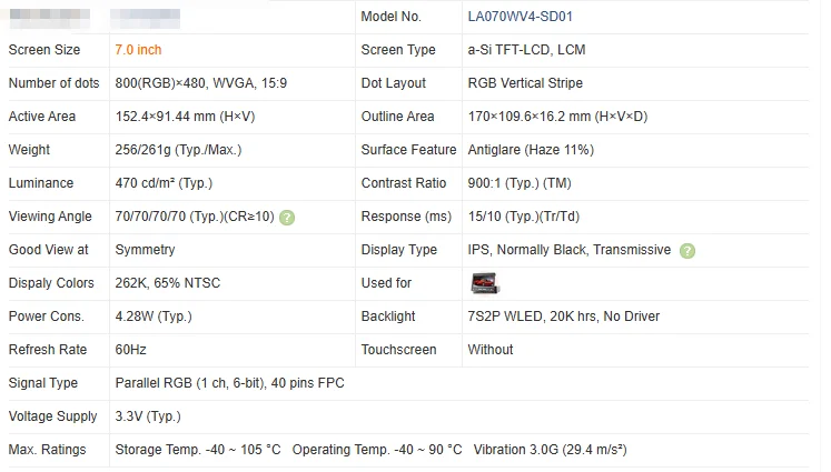 LA070WV4-SD01 LA070WV4(SD)(01) LA070WV4 SD01 LCD module 7inch display for w212 E250 2014 2016 car navigation LCD