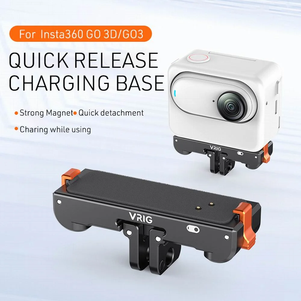 Aluminiowa magnetyczna baza ładująca VRIG do Insta360 GO3/GO3S, adapter kamery z szybkim mocowaniem i portem 1/4 Gopro do statywu. — zdjęcie produktu 7