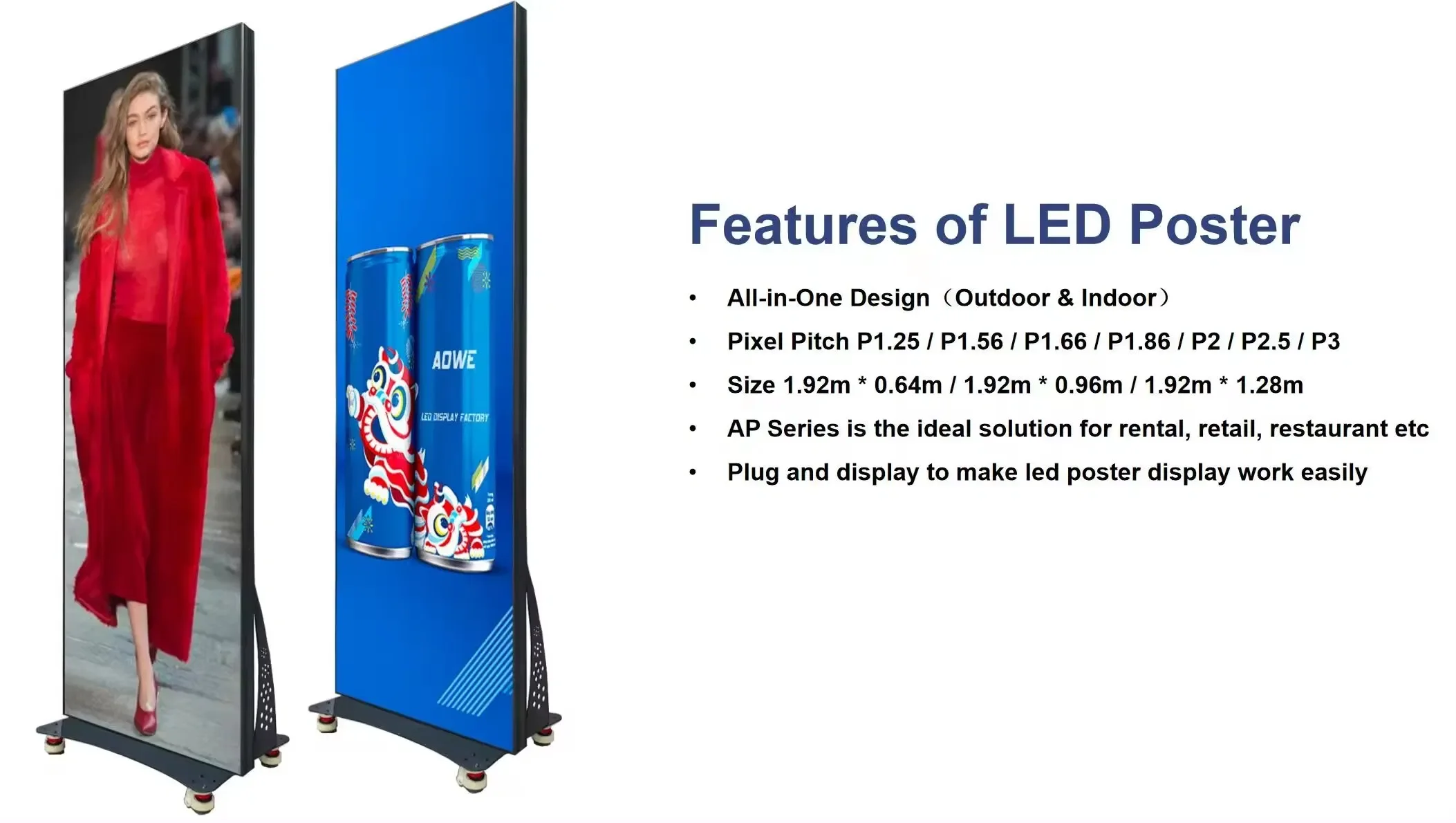 P2.5 Smart Floor Stand Panel Indoor Mall Advertising Display Poster Wall