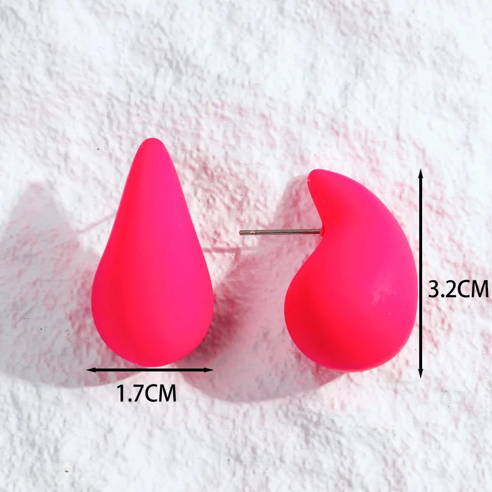 여성용 청키 도금 물방울 후프 귀걸이, 부드러운 다색 아크릴 물방울 귀걸이, 경량 쥬얼리, 3 쌍/세트