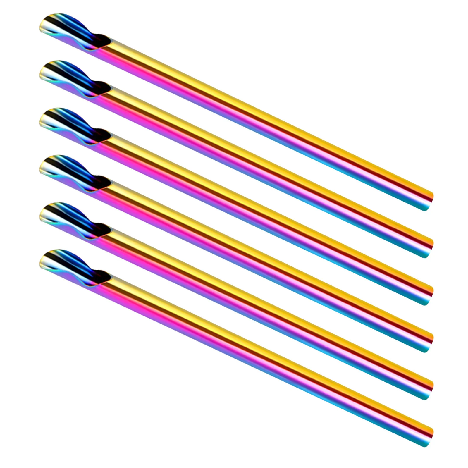 

6Pcs Stainless Steel Spoon Straws Reusable Smoothie Coffee Milk Tea Ice Cream Mixing Spoon Metal Drink Straws Coffee Stir Sticks