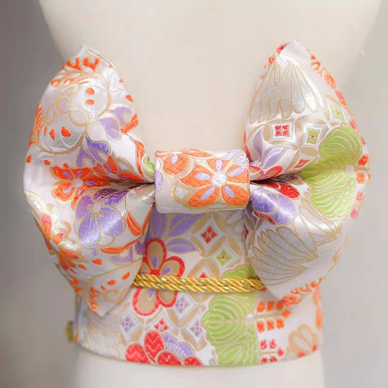 Girl's Japanese Kimono Obi Retro Style Brocade Bow Tie Waistbelt Women Yukata Girdle Cosplay Dress Belt