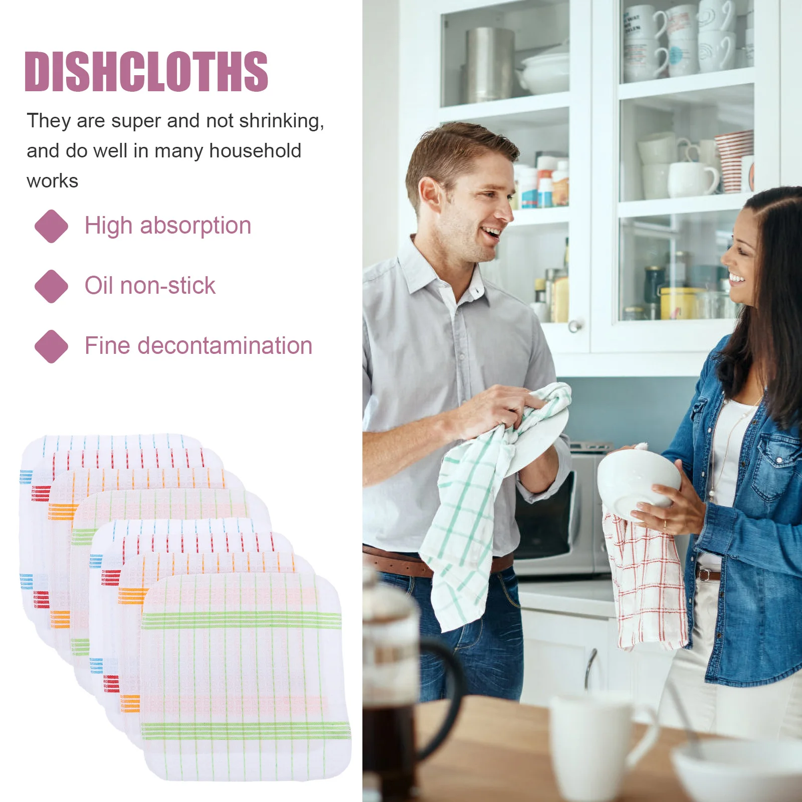 

10pcs Dish Rags Cotton Yarn Cleaning Cloths Strong Decontamination Kitchen Towels Water Absorbent For Home Supplies