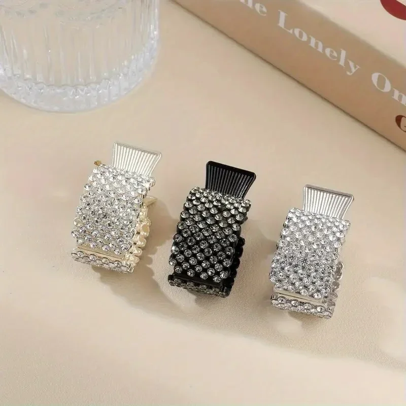 1pc Elegant Sparkling Rhinestone Decorative Hair Grab Clips Non Slip Ponytail Holders Trendy Hair Styling Accessories For Women