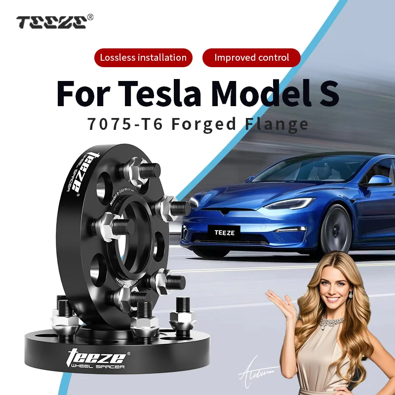 

Teeze 2/4pcs 5x120 CB 64.1mm M14x1.5 Hub Centric Black Forged wheel spacer For TESLA Model S Flange Plate15/20/25/30/35mm