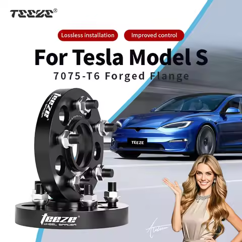 Teeze 2/4pcs 5x120 CB 64.1mm M14x1.5 Hub Centric Black Forged wheel spacer For TESLA Model S Flange Plate15/20/25/30/35mm