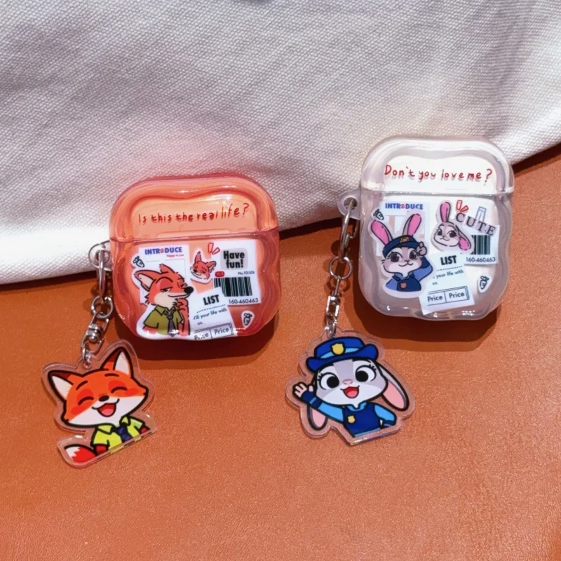 

Funny Cute Cartoon Rabbit Fox Earphone Case For Apple Airpods 4 3 2 Pro 3 Protective Cover with Pendant Silicone Headphone Cases