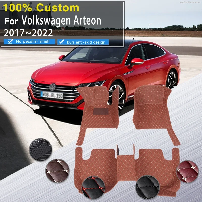 

Quality Car Floor Mats For VW Volkswagen Arteon 3H7 2017~2022 5seat Leather Mat Covers Floors Set Tapetes Para Automovil Car Acc