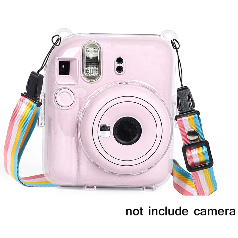 【buji3c】1Pc Shiny Crystal Camera Case for Instax Mini 12 Transparent Glitter Cover Bag with Strap for Instax Mini 12 view 3