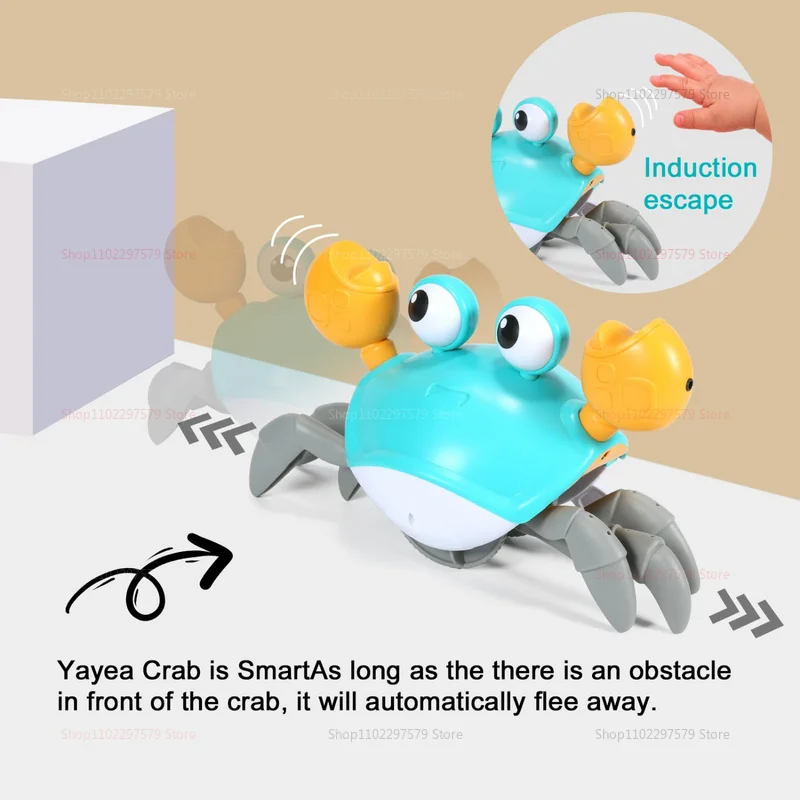 Juguete interactivo de cangrejo para gatear para bebés, niños pequeños, música, baile, aprendizaje sensorial, regalo, Sensor educativo divertido para bebés, juego de movimiento