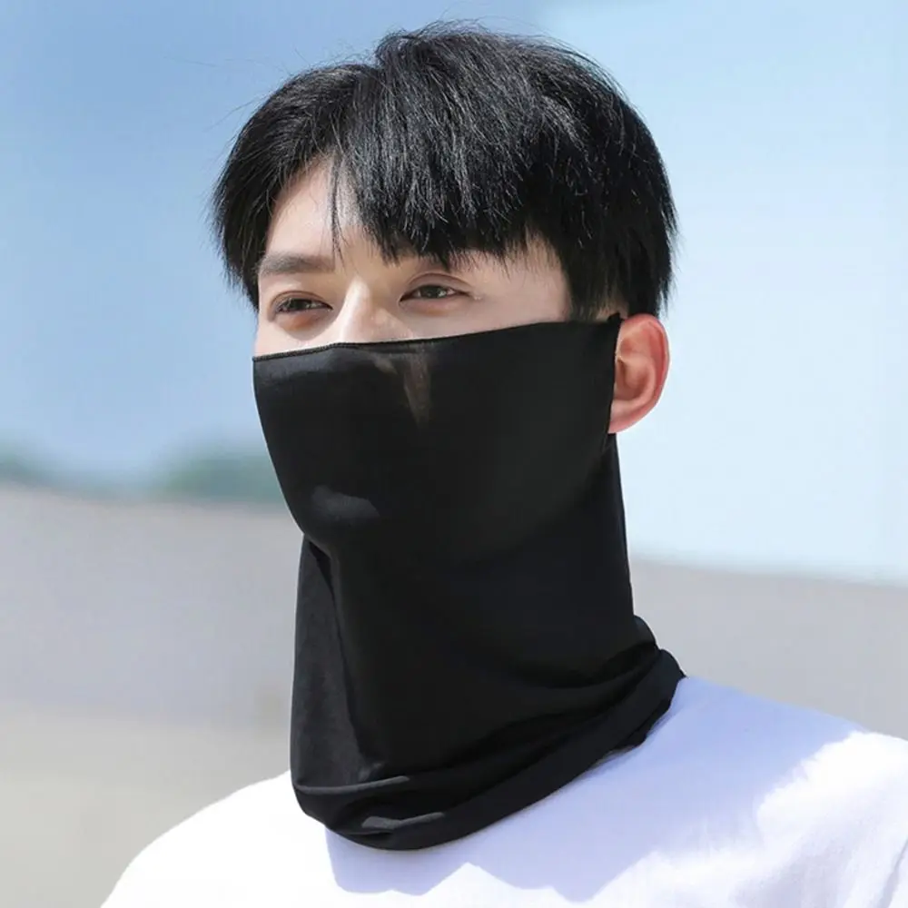 Anti-UV Breathable lce Silk Bandana Elastic Hanging Ear Cycling Balaclava Cool Face Scarf Men Women