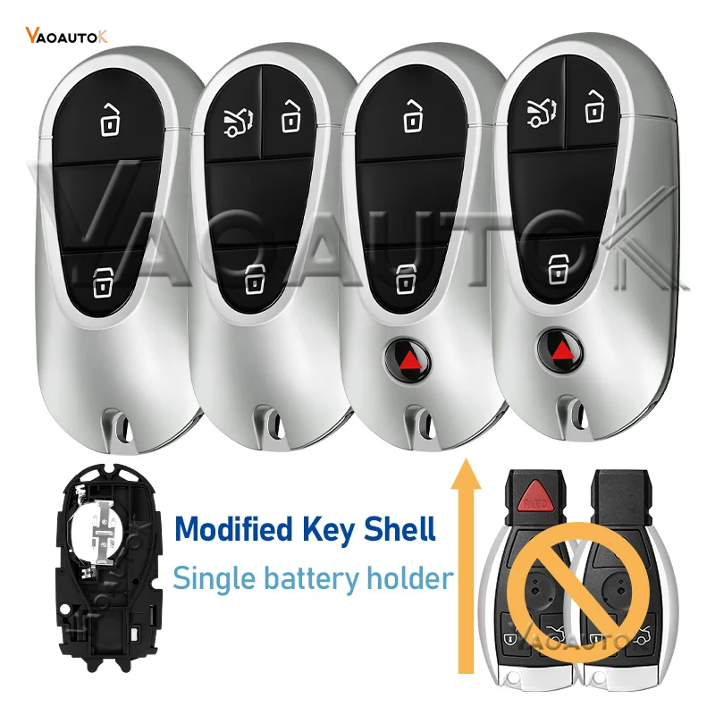 Modified Key Shell BGA Single Battery Holder For Mercedes For Benz S B C A G Class 2000+ Upgrade Remote Case Housing 2/3/4 Btn