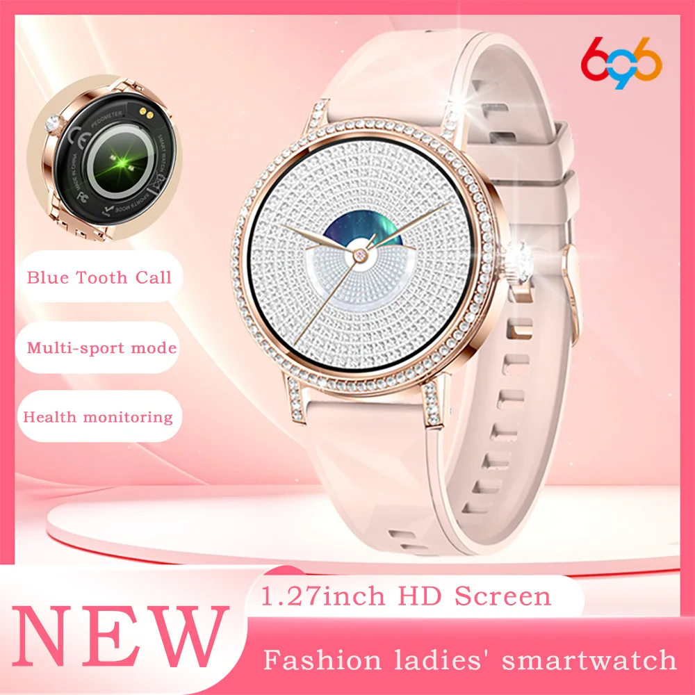 

Luxury Women Blue Tooth Call Smartwatch Sports Fitness Information Reminder Health Waterproof Alarm Clock Music Girl Smart Watch