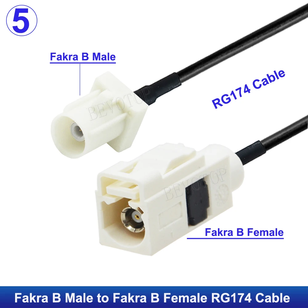 Weißes Fakra B RAL 9001 männlich weiblich RG174 Kabel Radioantenne Verlängerungskabel RF Koaxial Pigtail für Phantomradio mit Versorgung