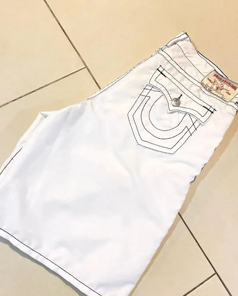 Pantalones cortos de mezclilla de pierna ancha para hombres y mujeres, pantalones de calle alta, sueltos, rectos, de verano, Y2k