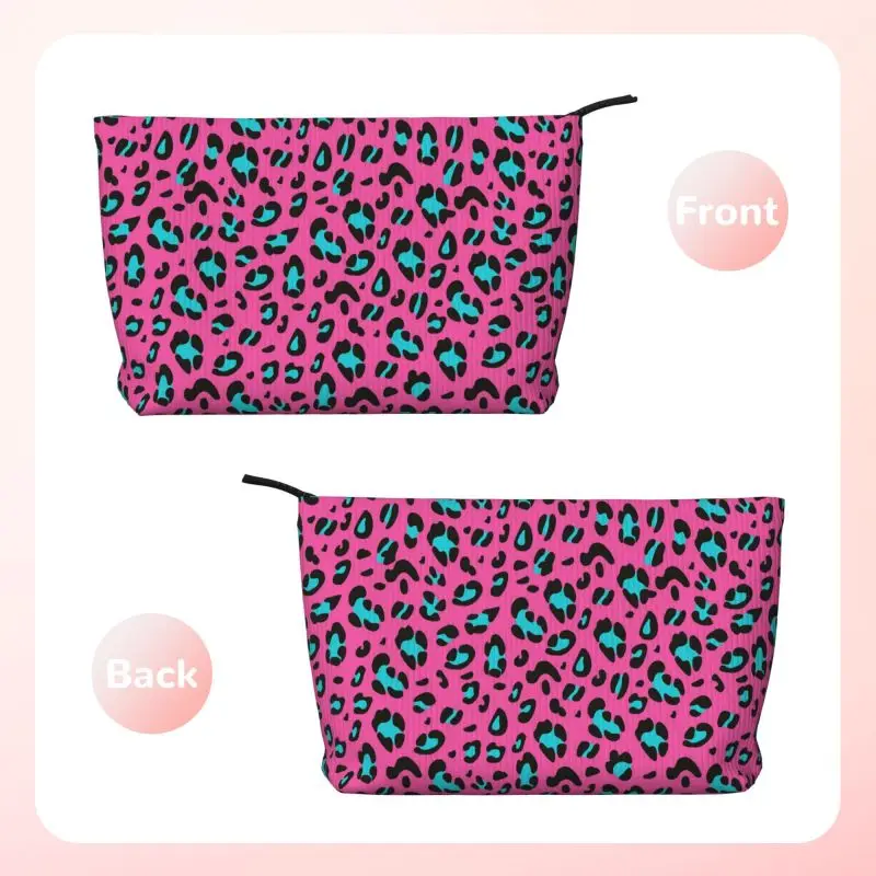 Pink Leopard Travel Makeup Bag Cheetah Print Cosmetic Bag Small Waterproof Zipper Women Purse Mini Portable Traveling Organizer
