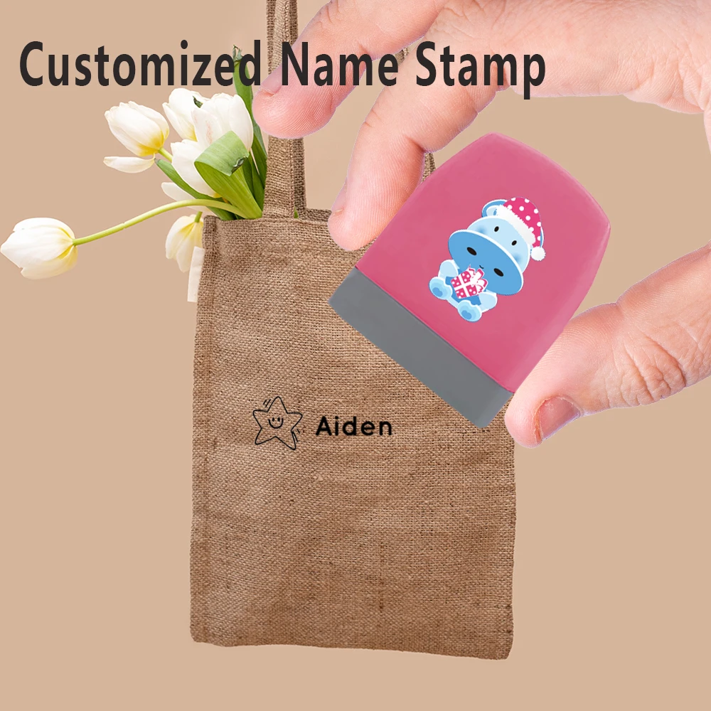 Cute Hippopotamus Crystal Sticker Styles  Personalized Name Seal School Daycare Essentials For Fabric Plastic Label Bottles