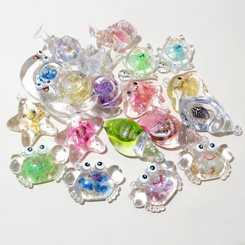 10pcs Resin Charms Pendant Shell Conch Starfish Crab Dolphin Sea Animal DIY Jewelry Making Accessories for Necklace Bracelet