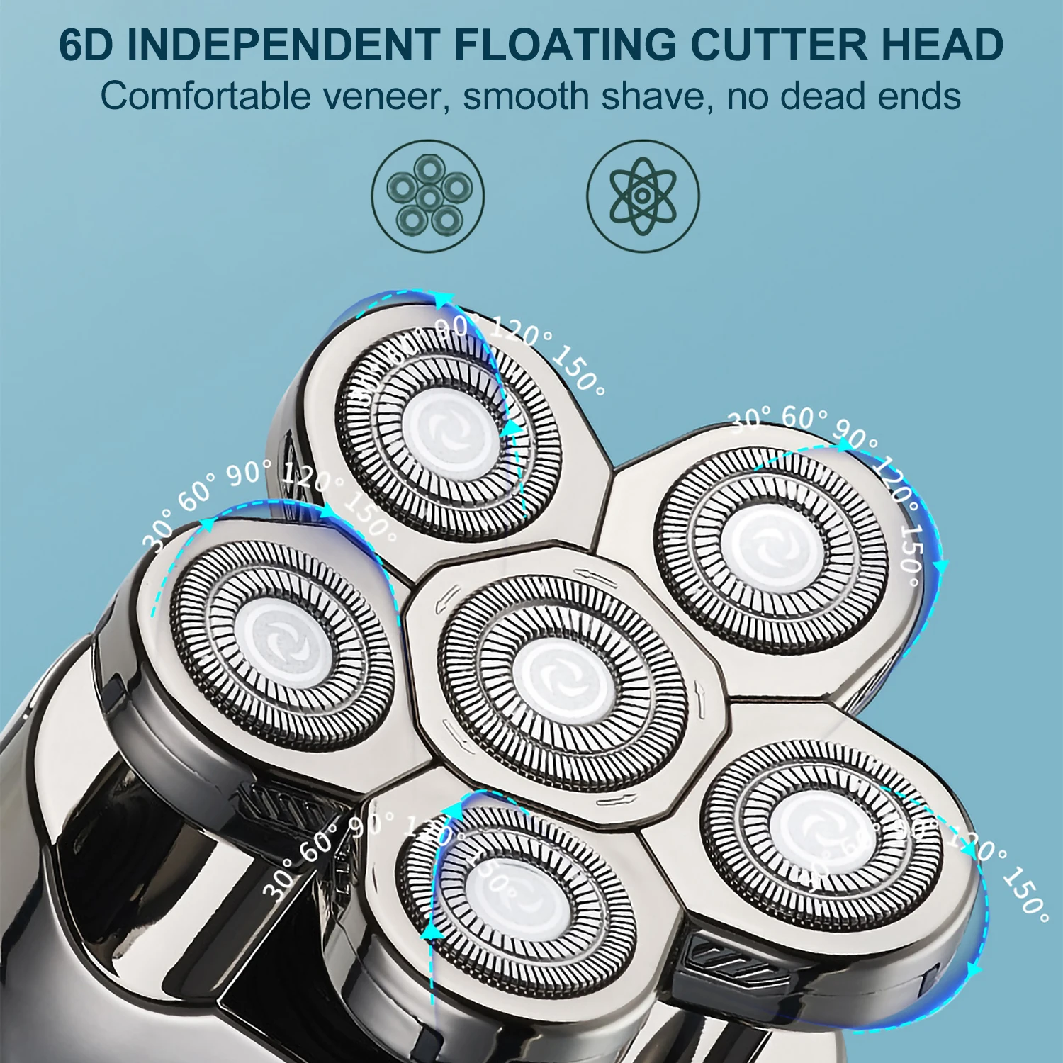 Мужская электробритва 5 в 1, перезаряжаемая беспроводная бритва для лысины, водостойкий влажный и сухой триммер для бороды