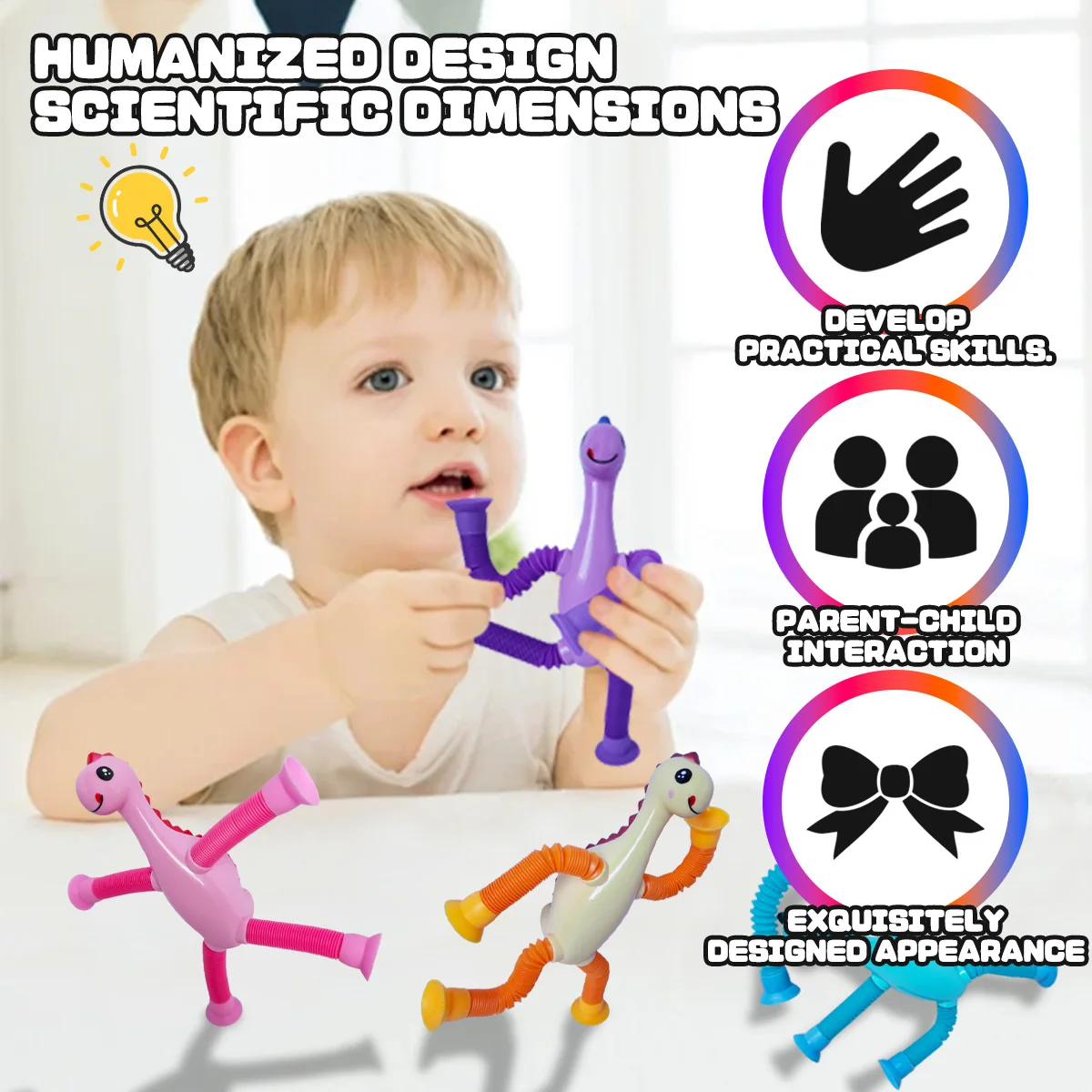 Children's Telescopic Suction Cup Dinosaur Toy, Children's Sensory Toy, Stress-Relieving Toy, Must-Have Toy for Travel on the Plane
