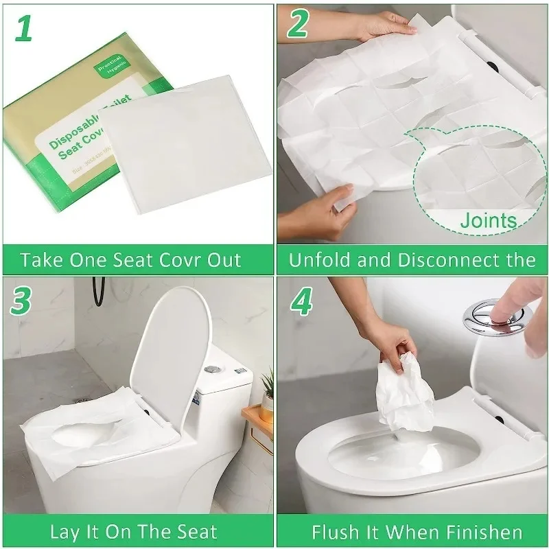 1-10Bag Disposable Toilet Degradable Cover PortableSeat Travel Soluble Water Toilet Mat Pads Covers Paper Camping Hotel Bathroom