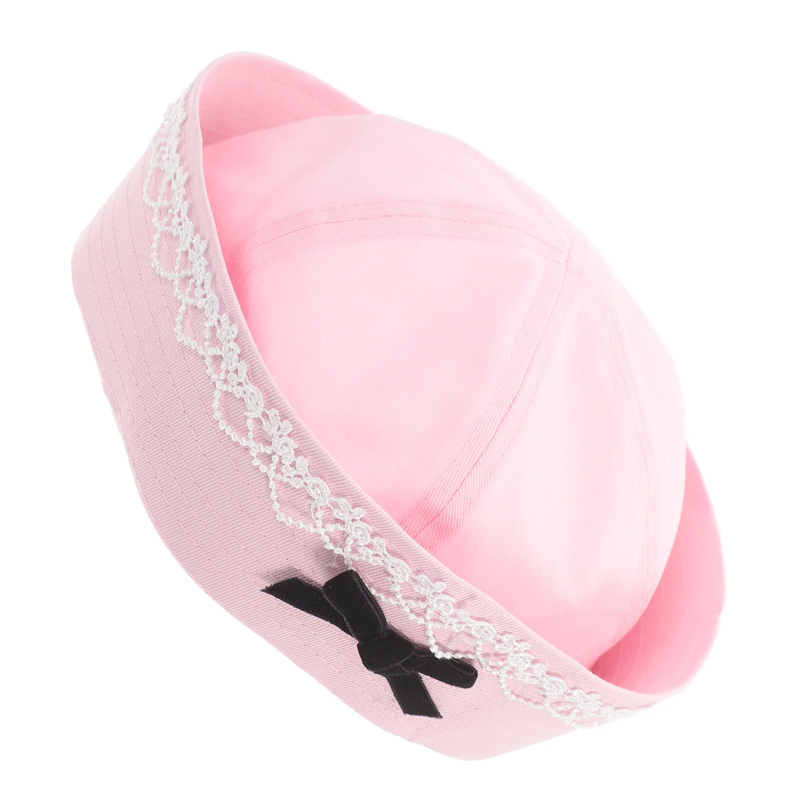 

Bowknot Sailor Hat Beret Pink Nautical Female Boat Cosplay Hats for Women Vintage Lace Party Accessories