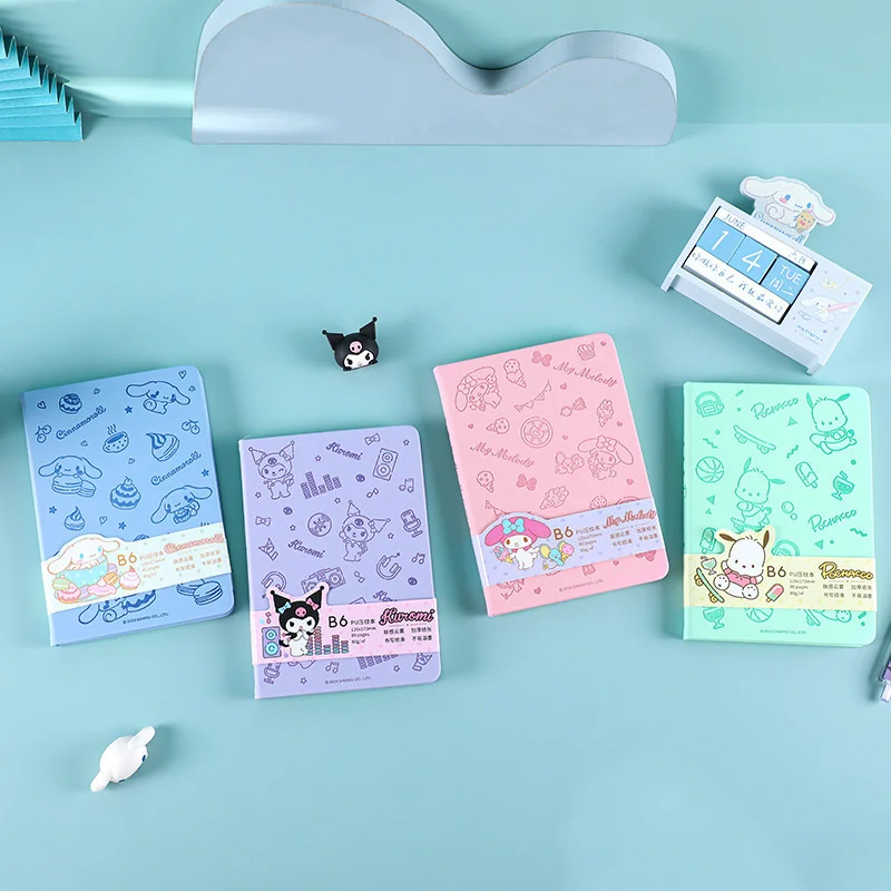 

4 pcs/lot Sanrio Kuromi Melody Cinnamoroll Pochacco Notebook Cute Note Book Diary Planner Stationery School Supplies