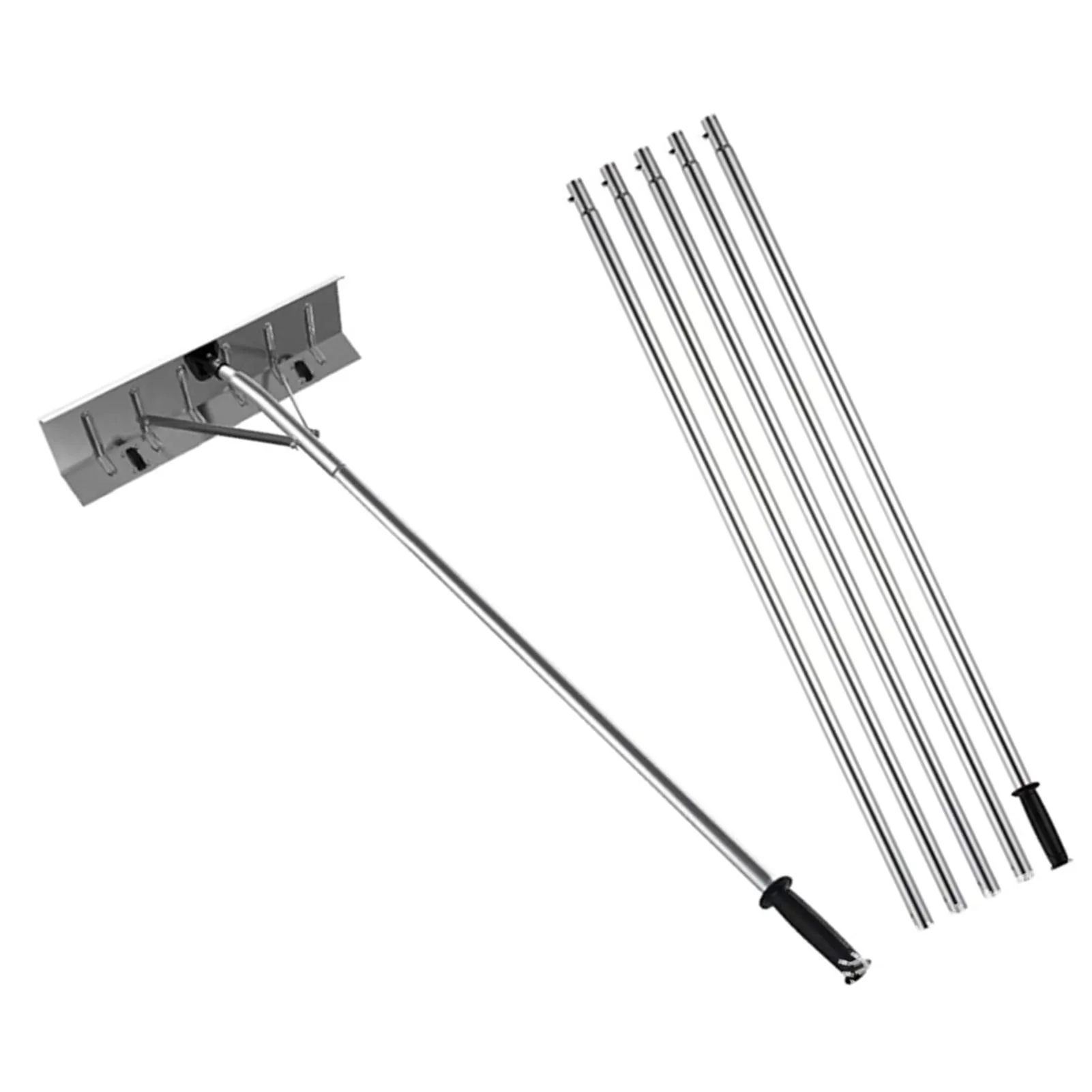 Snow Roof Rake Adjustable Length Snow Rake For House Roof Aluminum Snow Removal Rake with Wheel Ice Debris Removal Tools