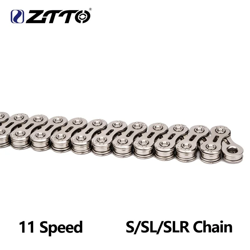 Cadena de Bicicleta ZTTO Plateada de 11 Velocidades para MTB y Carretera, Cadena de 11V con Bloqueo de Potencia, Alta Calidad, 116 Eslabones para Sistema K7