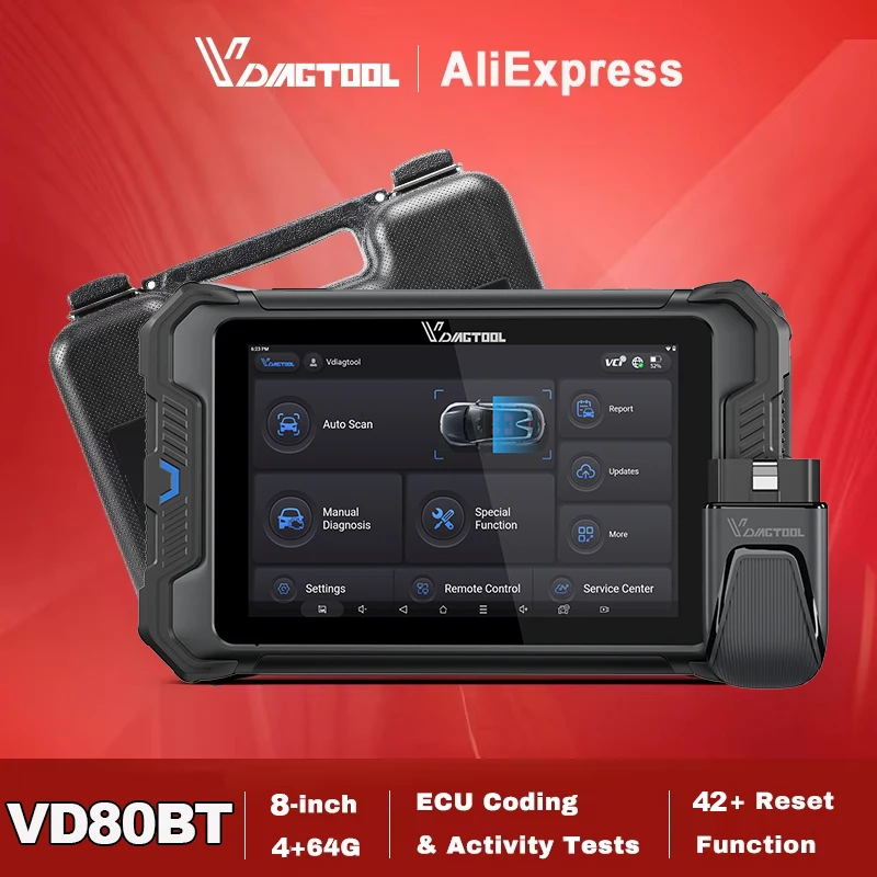 VDIAGTOOL VD80BT Automotive Scanner 42+ Resets Car Diagnostic Tools Topology Map ECU Coding Key Programmer Bidirectional Control