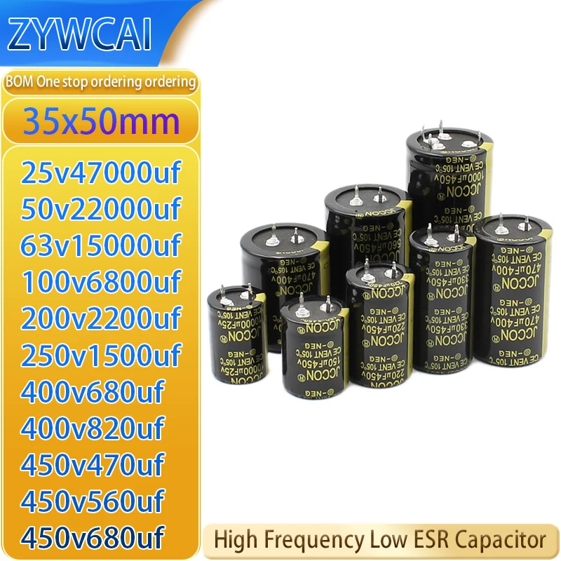 1PCS 35x50 25v47000uf 50v22000uf 63v15000uf 100v6800uf 200v2200uf 250v1500uf 680uf 820uf 470uf 560uf 680uf 400V 450v capacitor
