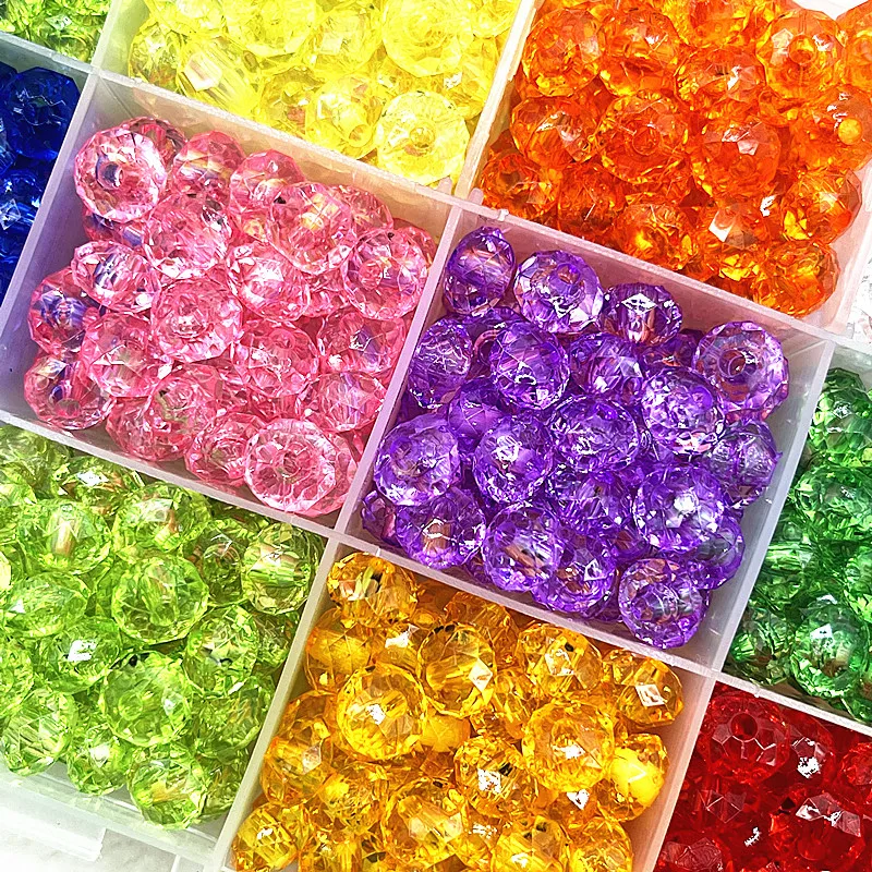 New 6/8/10mm Transparent Faceted Flat Acrylic Beads Loose Spacer Beads for Jewellery Making DIY Handmade Bracelet Accessories