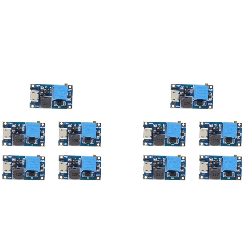 10Pcs 2A DC-DC MT3608 Step Up Boost Module With Micro-USB, Step Up Boost Converter Power Supply Voltage Regulator