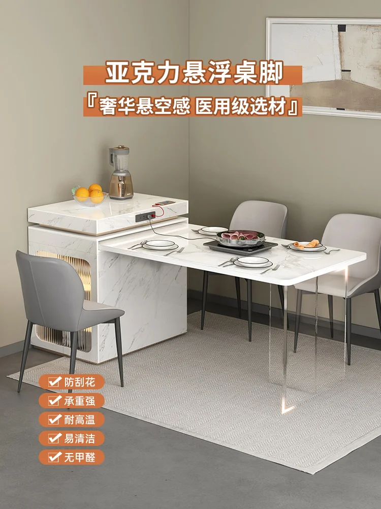 Small unit expandable dining table, dining cabinet, wall facing restaurant, space saving storage, table and chair combination