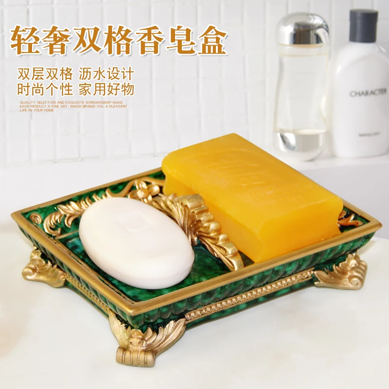 Creative Household Drain Soap Box Light Luxury High Value Large Double Grid Soap Box Multifunctional Shelf
