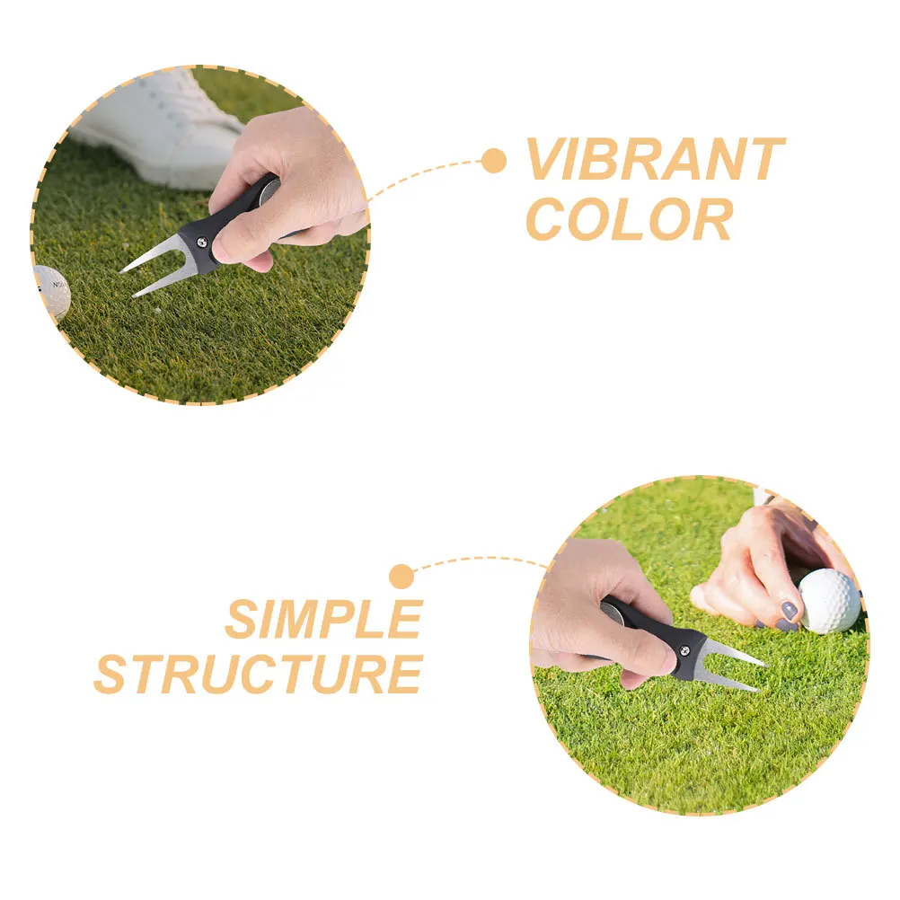 

2pcs Golf Divot Repair Fork Lightweight Compact Grass Tool Ball Marker For Outdoor Golfing Lawn Fixing Accessories