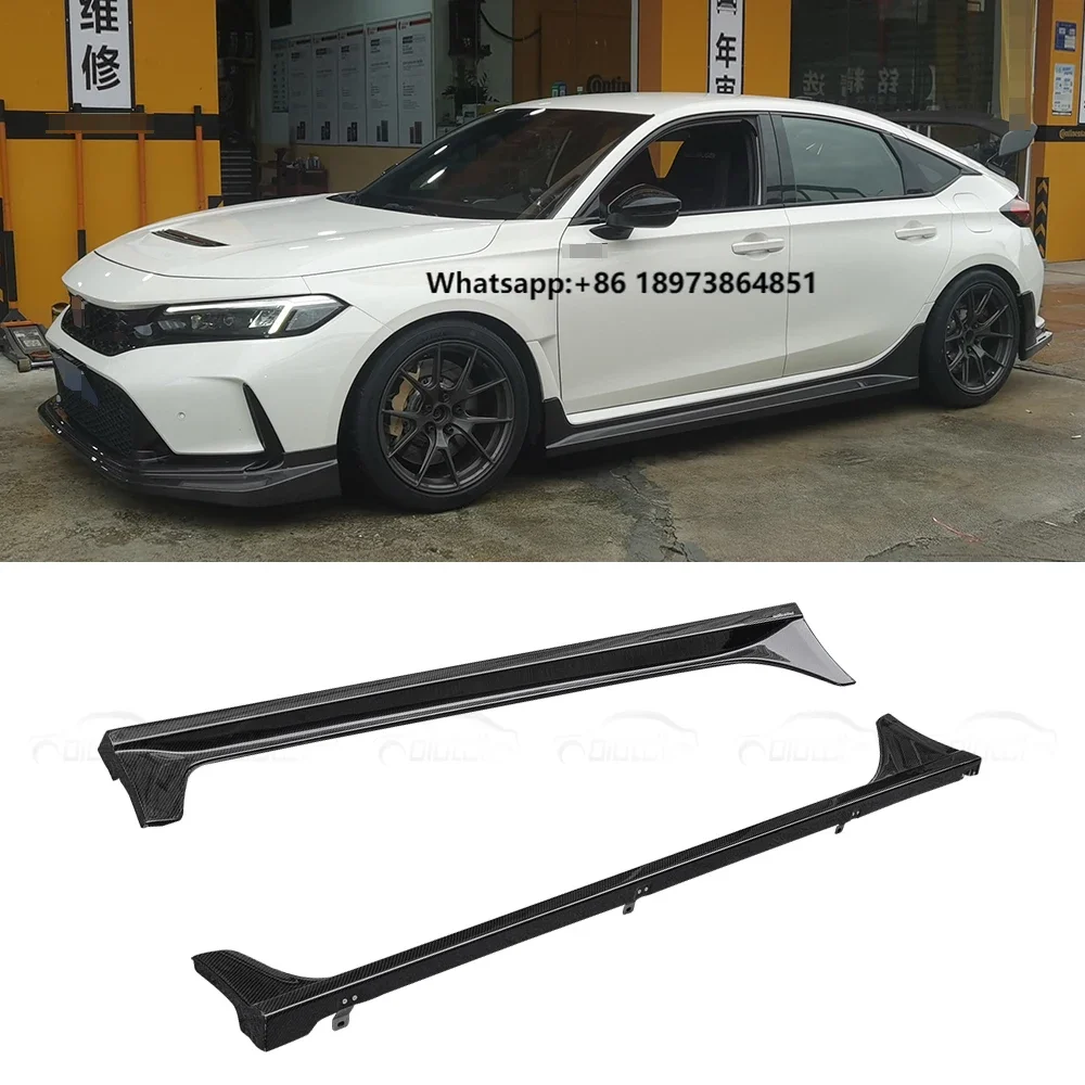 

For Honda for Civic 2022-2023 Auto Tuning 11TH FL5 Type R MU Style Side Skirts Extension Lip Chin Spoiler Splitter Carbon Fiber